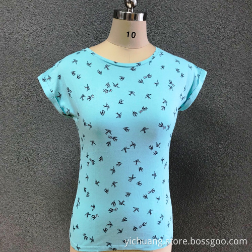 Women's cotton printed knitted top